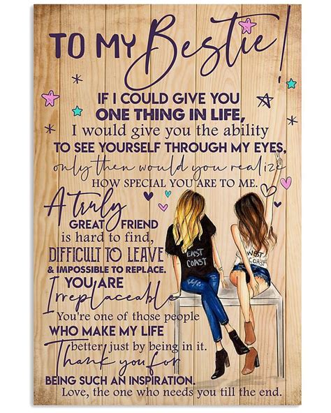 To My Bestie Canvas Best Friend If I Could Give You One Thing In Life Unframed Satin Paper