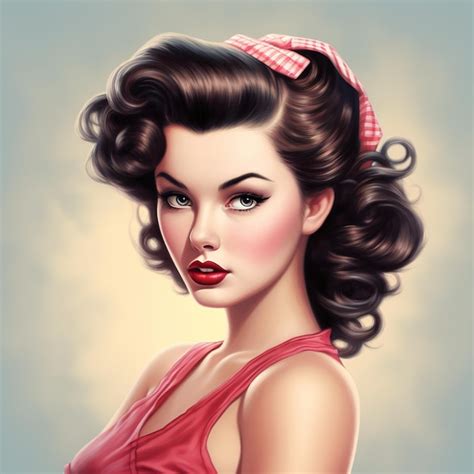 premium ai image style retro pin up girl illustration