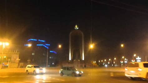 Ismail Somoni Statue At Night In Dushanbe Tajikistan January 2016 Youtube