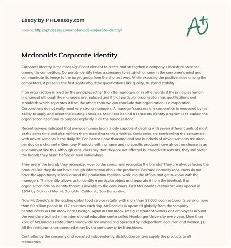Mcdonalds Corporate Identity