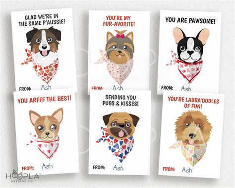 Kids Valentine Cards Instant Download Puppy Dog Etsy