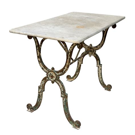 Antique French Cast Iron And Marble Top Table Inner Gardens