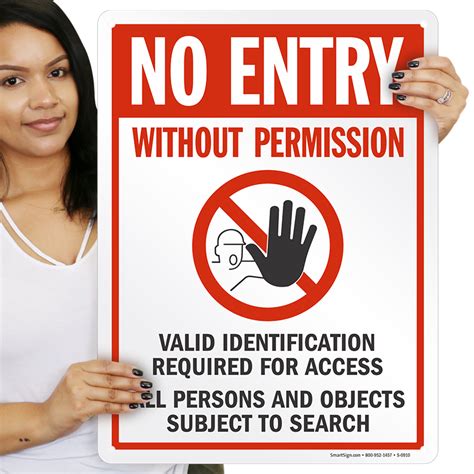 No Entry Without Permission Identification Required Sign Sku S