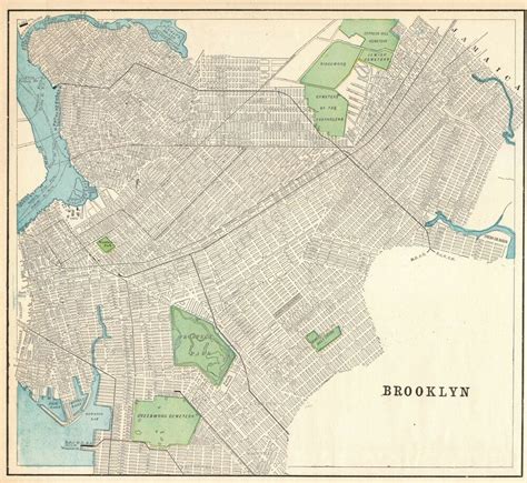 1894 Antique Brooklyn New York Street Map George Cram City Map Of