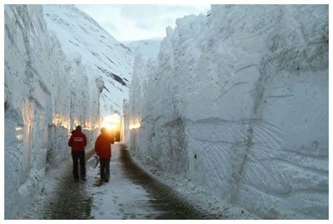 Record Snowfall Creates Snow Tunnel On Road In French Alps