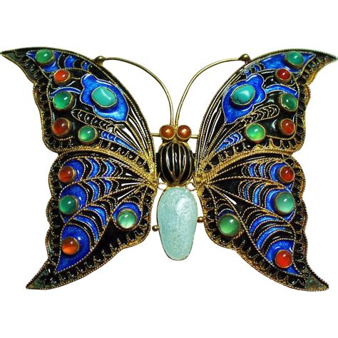 Vintage Metropolitan Museum Of Art Enamel Large Butterfly Brooch From