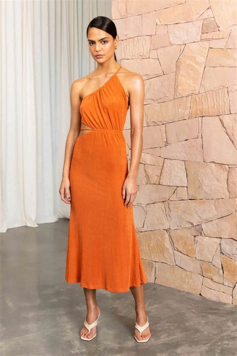 Misha Collection Adara Midi Dress Orange Size 14 The Volte