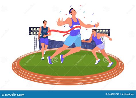 Vector Illustration Athlete Sprinting Running Competition Stock Vector