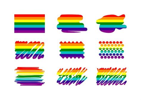 premium vector rainbow flag set lgbt gay and lesbian pride symbols star heart icons template