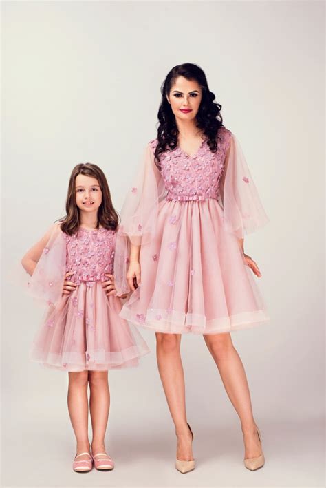 mother daughter matching dusty pink dresses hira design