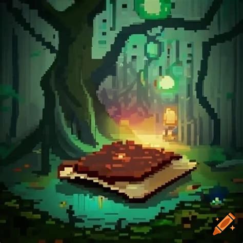 Pixel Art Of A Spellbook In A Magical Forest On Craiyon