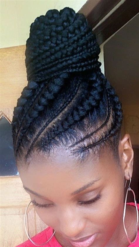 African Ponytail Cornrow Cornrow Updo Hairstyles Goddess Braids