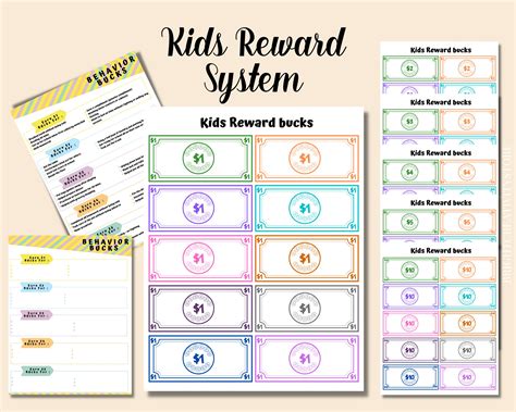 Behavior Bucks Printable Mom Bucks Kids Reward System Etsy