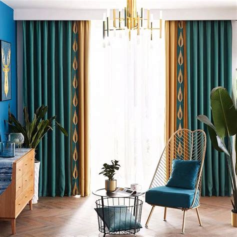 Pair Of Tealgold Velvet Window Curtains Bedroom And Living Etsy