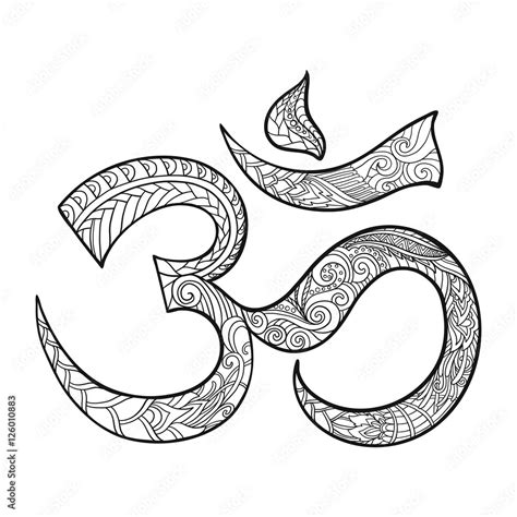 Hand Drawn Ohm Symbol Indian Diwali Spiritual Sign Om With High Stock