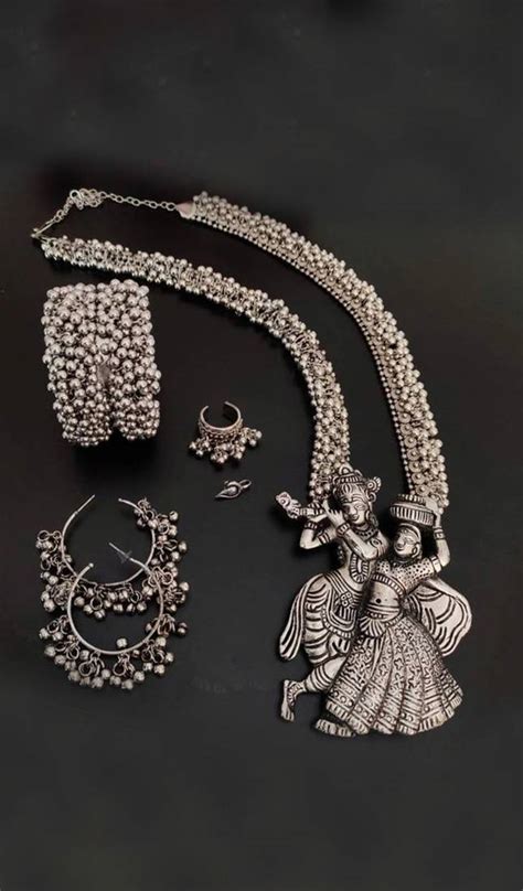 Radha Krishna Oxidized Jewelry Set Vastrabhushan 3823215