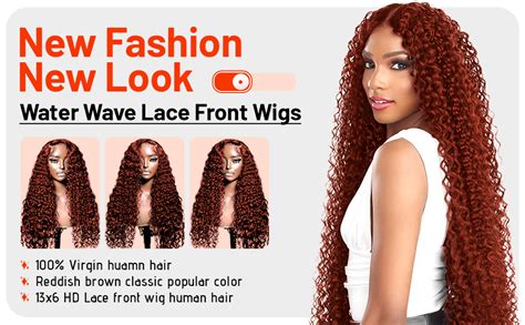 13x6 Water Wave Reddish Brown Lace Front Wigs Human Hair