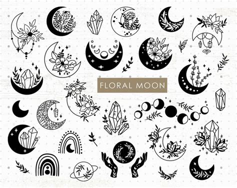 Bohemian Moon Svg Moon Vector Stay Magical Svg Boho Clipart Moon