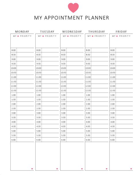 Appointment Planner Printable If You Want To Plan Each Day In More
