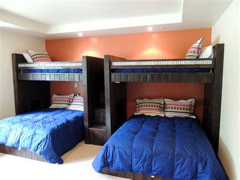 Find your perfect bunk bed with storage solutions in your choice of single, king single, double or queen sizes. Custom Bunk Beds, Twin Lofts over Queen Platform Beds connected by stairs, all Barnwood stained ...