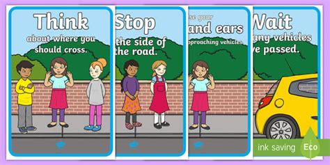 Free Road Crossing Safety Posters Teacher Made