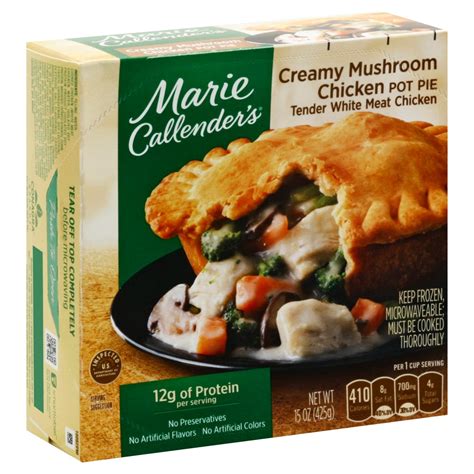 Once cooked, you then unwrap the cover and find that there are actually two containers inside a bowl: Marie Callender's Creamy Mushroom Chicken Pot Pie - Shop Entrees & Sides at H-E-B