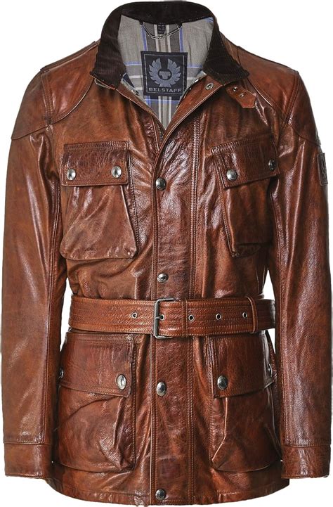 Belstaff Mens Waxed Leather Panther Jacket Cognac Uk Clothing