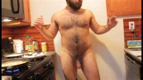 Hot Hairy Bearded Latino Straight Bear Cooking Naked