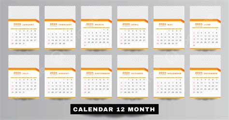 Plantilla De Calendario De Pared De Color Naranja Blanco Vol 11 Vector