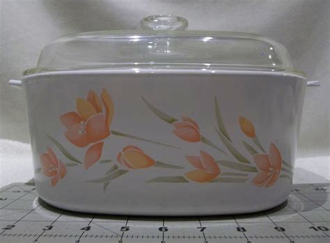 Grey, pink, purple, green hermes paris © measurements: Vintage Corning Ware Peach Floral 5 Liter A-5-B Dutch Oven ...