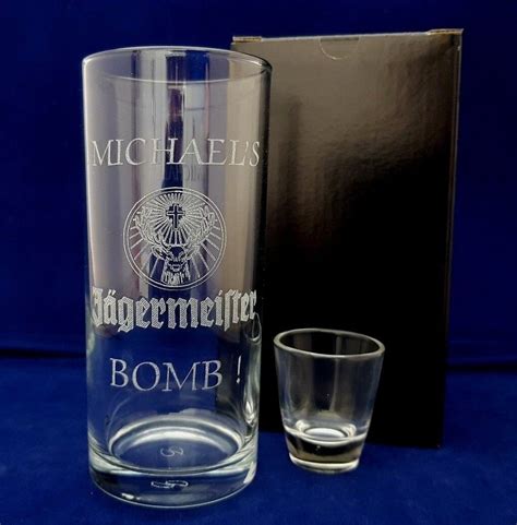 Personalised Jager Bomb Glass Set Any Name Message T Boxed Jager