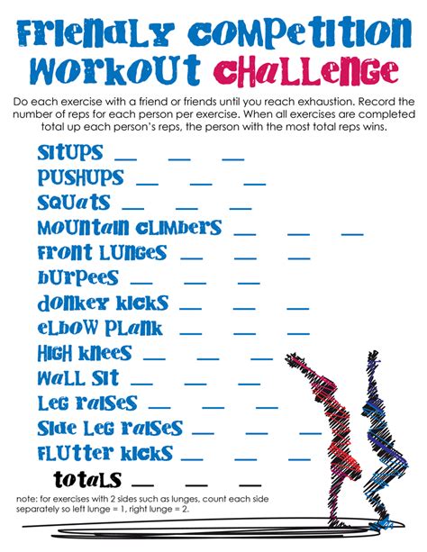 Friendly Competition Workout Challenge Workout Challenge Easy