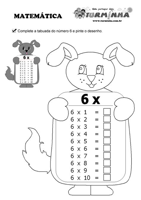 Tabuada Do 6 Para Imprimir Turmas Do 1 E 2 Ano Fundamental