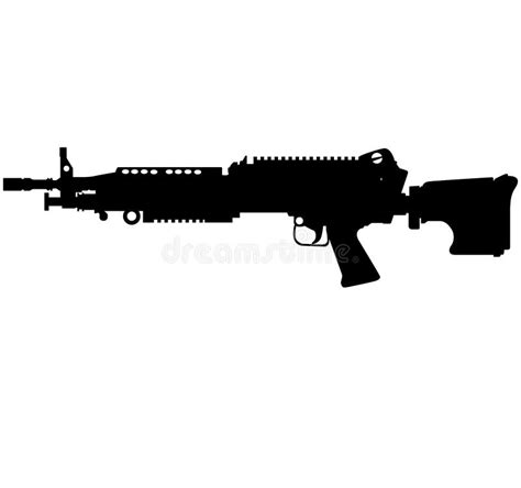 M249 Saw Light Machine Guns Stock Vector Illustration Of Icon Belt