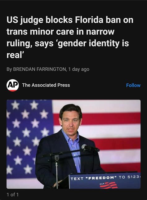Us Judge Blocks Florida Ban On Trans Minor Care Democratic Underground Forums