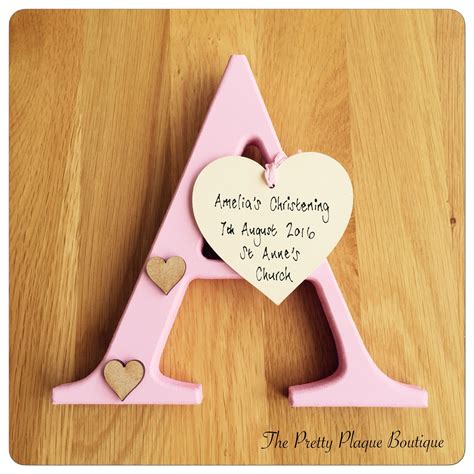 Personalised Christening Freestanding Wooden Letter Wooden Name