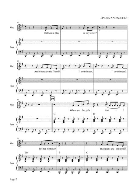 Spicks And Specks By Barry Gibb Digital Sheet Music For Score