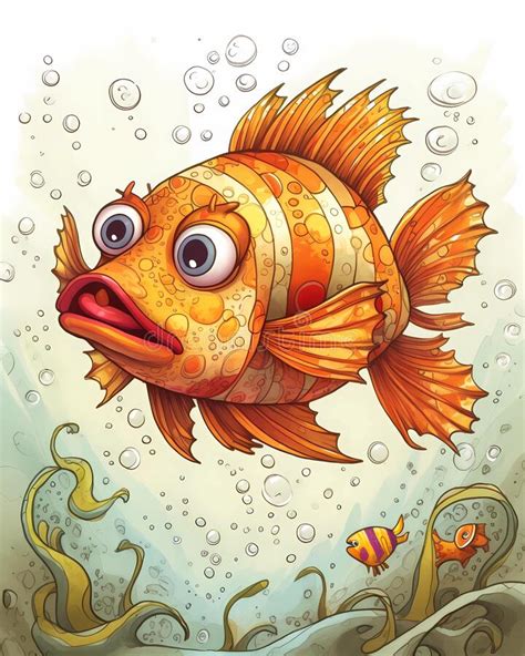 Big Eye Fish Ugly Fish With Exaggerated Features Cartoon Illustration