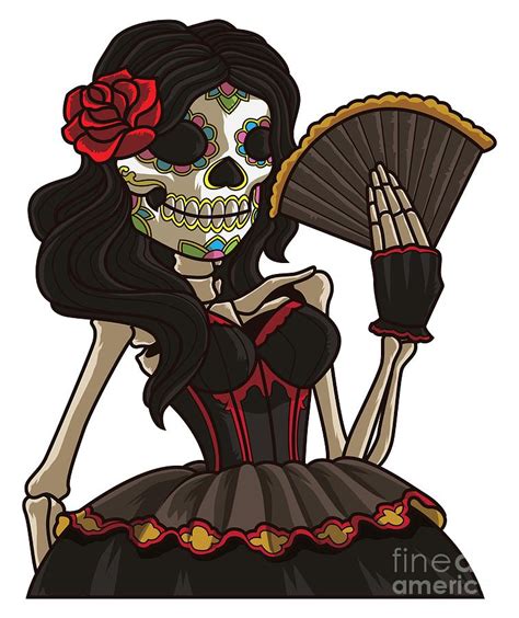 Skeleton Lady Of The Dead La Calavera Catrina Digital Art