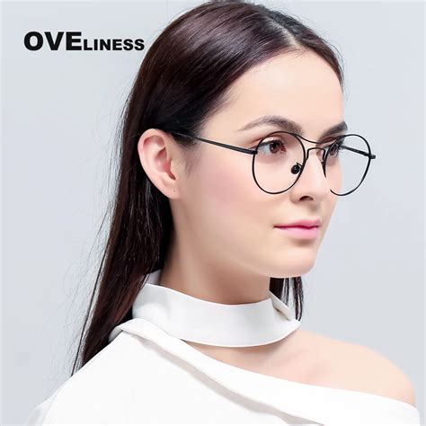 metal eyeglasses frame women optical eyeglass round big frame clear lens reading glasses men