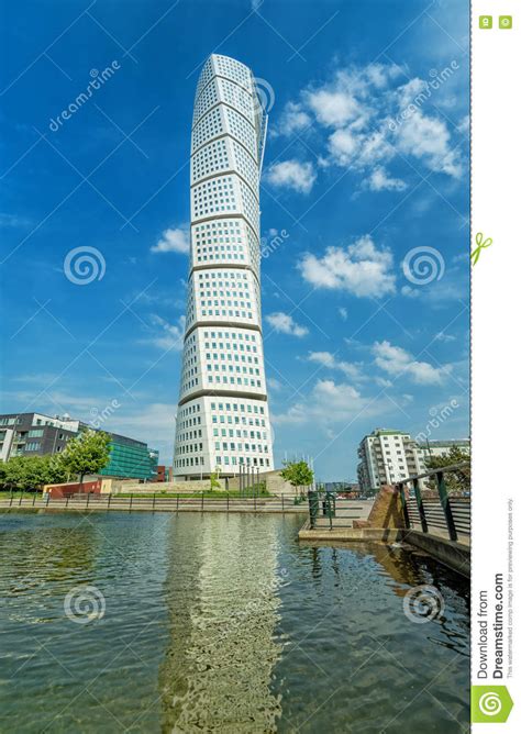 Turning Torso Facade View With Water Reflection Editorial Image