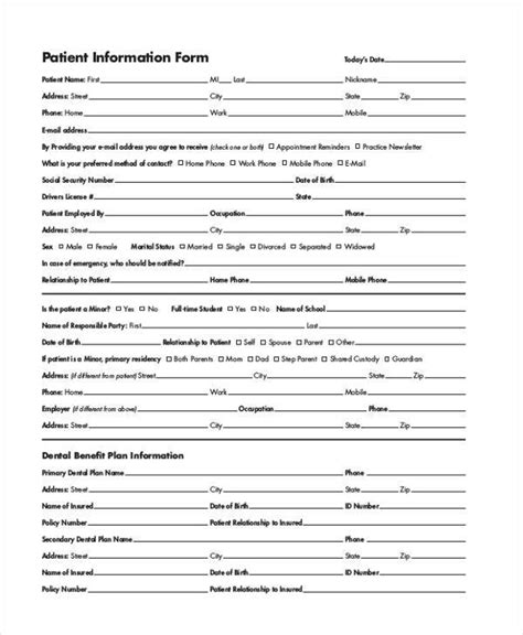 Template Patient Information Sheets