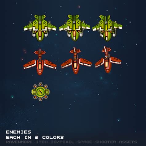 2d Pixel Art Space Shooter Pixel Space Shooter Assets By Ravenmore