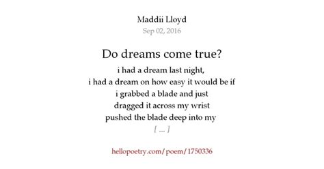 do dreams come true by maddii lloyd hello poetry