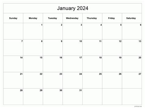 January 2024 Calendar Free Printable Calendar 6 Month Calendar 2024
