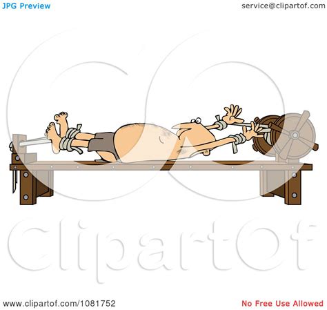 Clipart Man Stretched Out On A Rack Royalty Free Vector