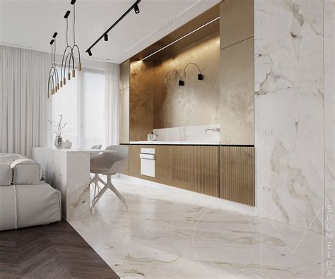 3 Luxe Home Interiors With White Marble And Gold Accents