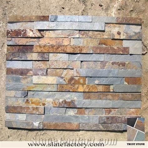 Multicolor Ledgestone Wall Veneer Rustic Slate Cultured Stone Cladding