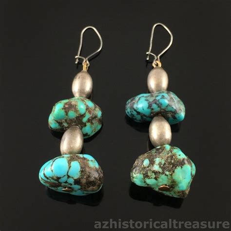 Native American Navajo Handmade Sterling Silver Turquoise Nugget