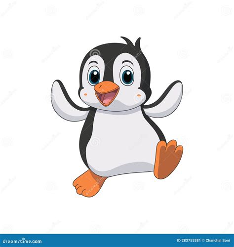 Vector Illustration Of Cute Baby Penguin Cartoon Isolated On White